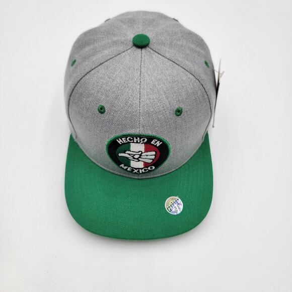 Hecho En Mexico Hat Cap Snap Back Gray Green Embroidered Patch Zion Mens Mexican - Picture 5 of 7